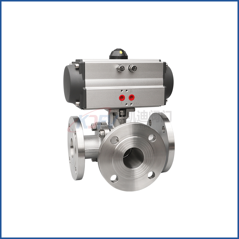 氣動三通法蘭球閥